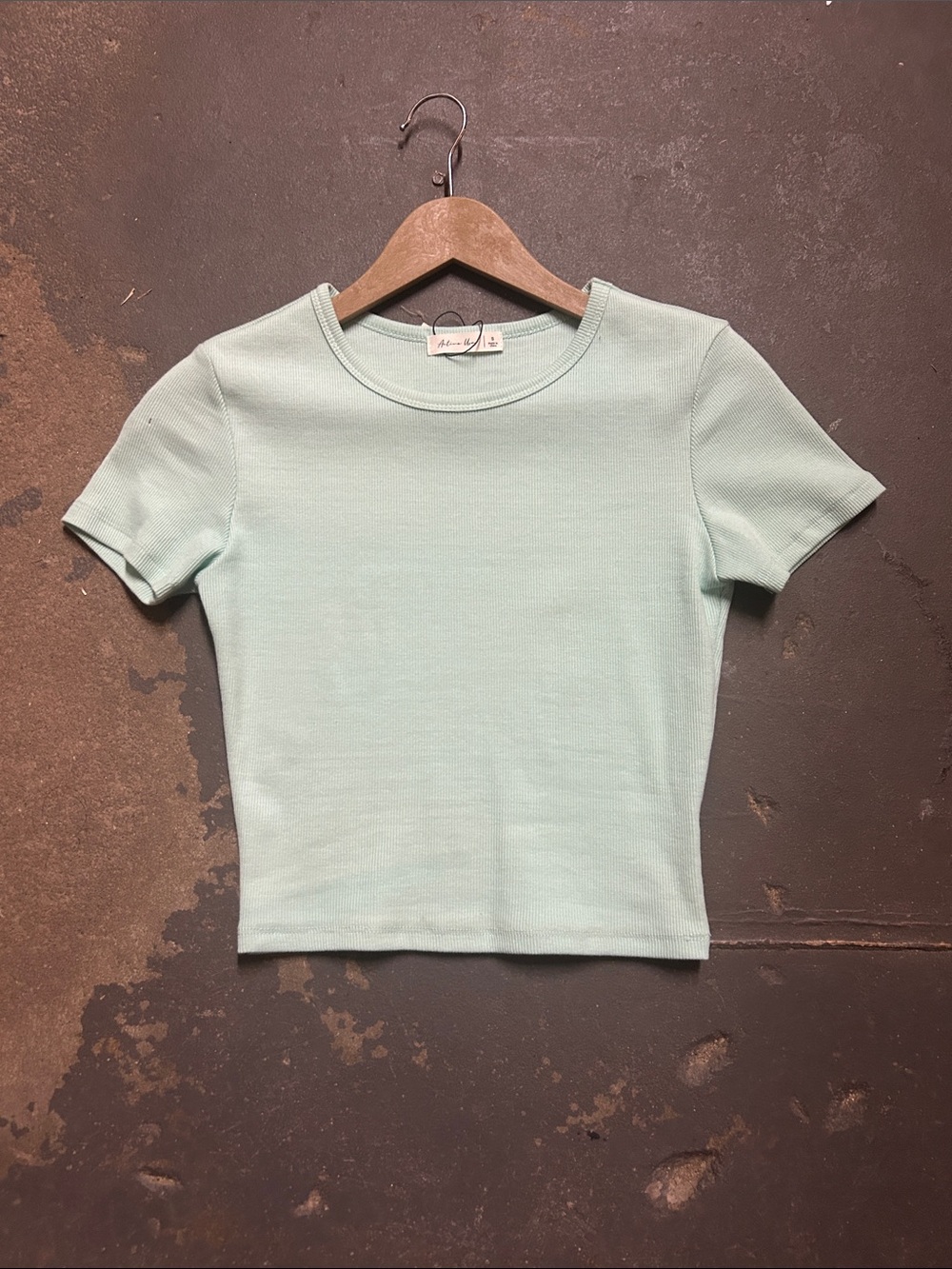 Active USA Mint Short Sleeve Ribbed Crew Tee